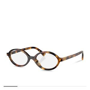 Miu Miu Tortoiseshell Oval Blue Light Glasses - Brown/Amber